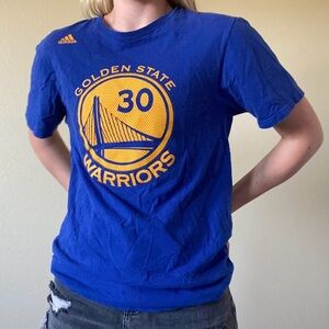 Women’s M Golden State Warriors blue and gold Stephan Curry NBA jersey shirt